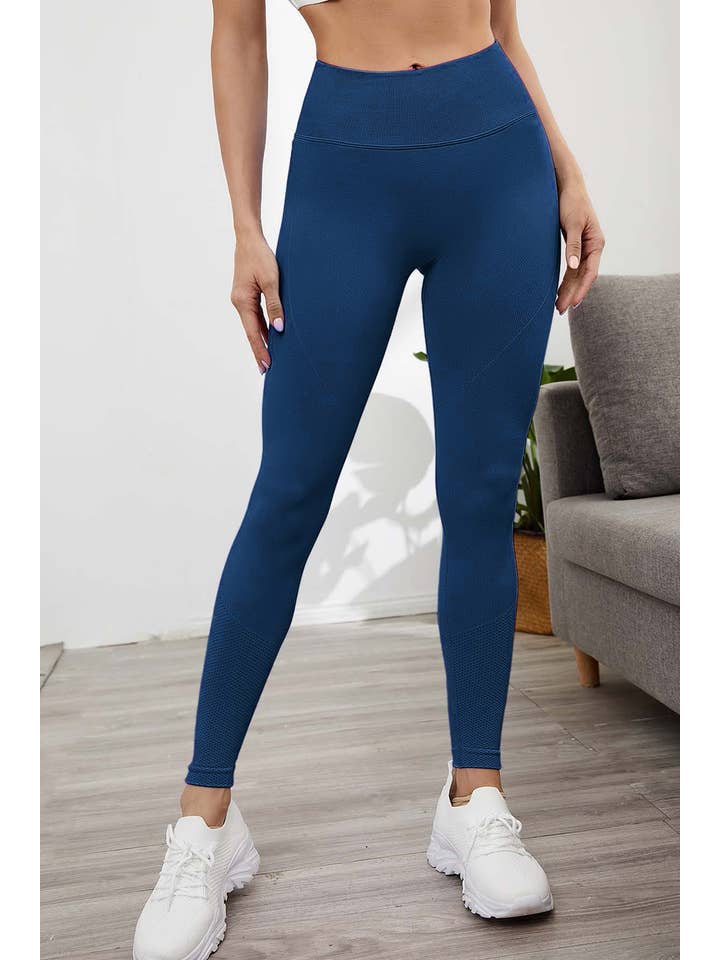 Color 5 - Wholesale Athletic/Lounge Leggings - Women's - Teal color seamless full length butt lift yoga legging