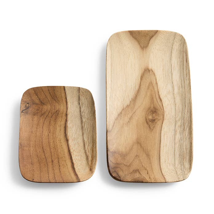 Plat rechthoekig schaaltje van teak hout voor wholesale door ByBazz