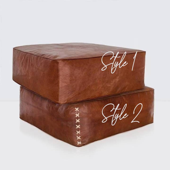 ProHandmadeDesign - Vendita all'ingrosso Pouf - Pouf Marocchino Quadrato in Pelle Autentica - Ottomana Artigianale4