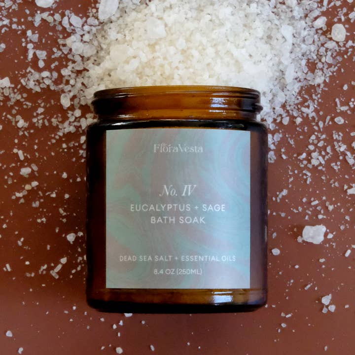 Eucalyptus & Sage Mineral Sea Salt Bath Soak / All Natural for wholesale by Flora Vesta