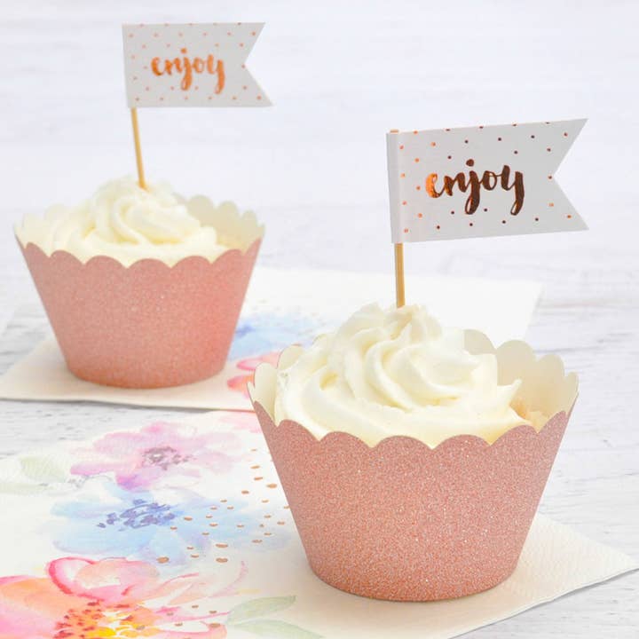 Illume Partyware - Venta al por mayor Tacita de papel para cupcakes - Envoltorio para cupcakes con purpurina rosa