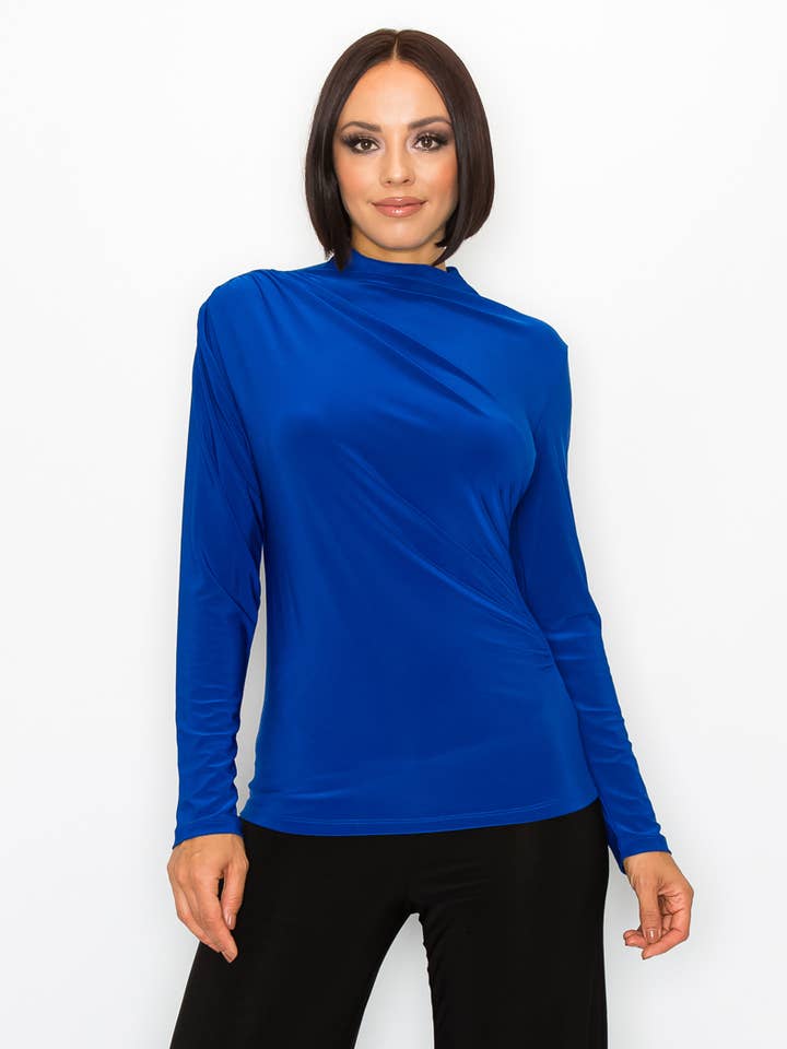 Top froncé asymétrique à manches longues pour la vente par 07/2004