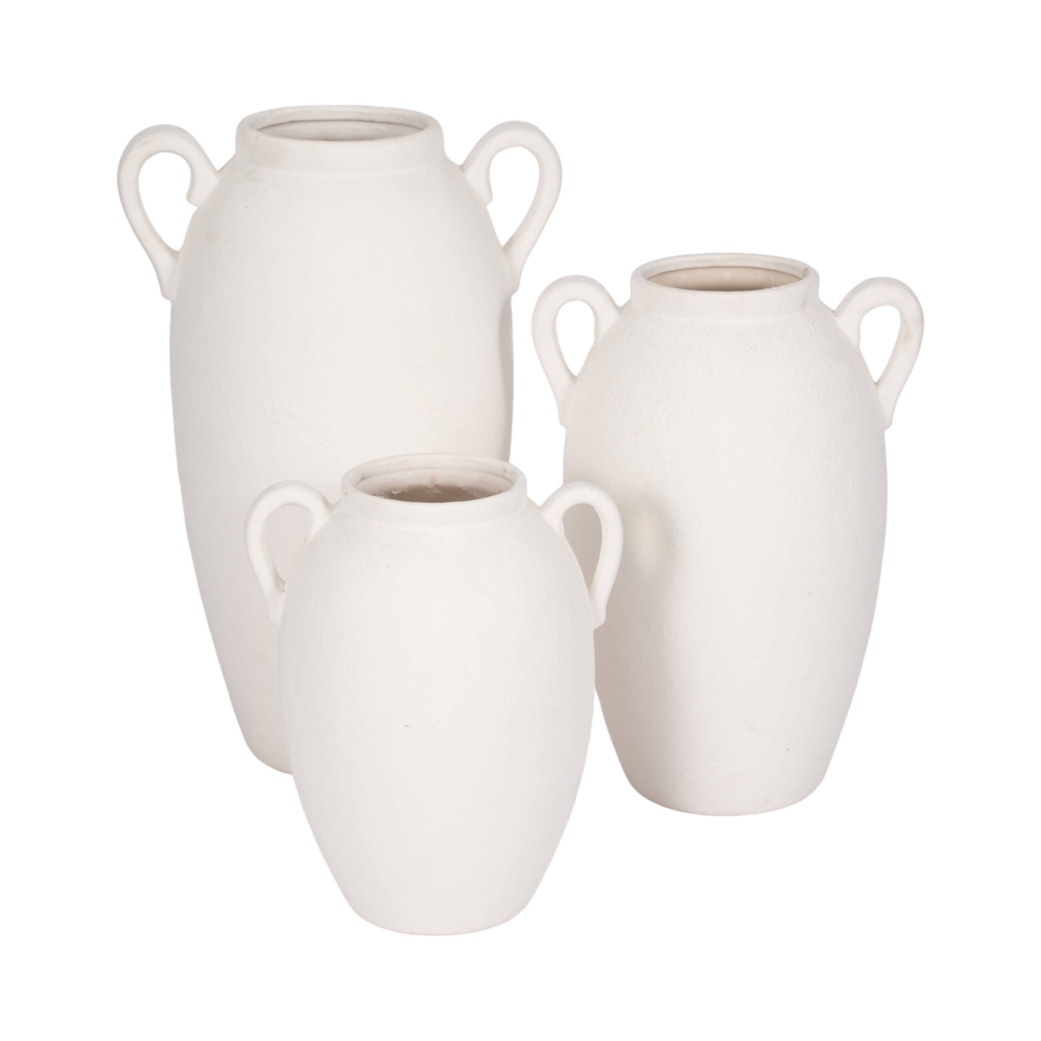 Sagebrook Home - Wholesale Vase - 13 in. White Stoneware Textured Jug with Handles Vase12
