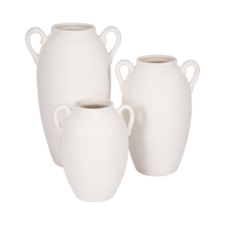 Sagebrook Home - Wholesale Vase - 13 in. White Stoneware Textured Jug with Handles Vase12