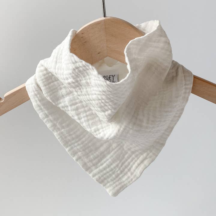 Charley Charles - Wholesale Bandana Bib - WHITE Lightweight Cotton Gauze Baby Bandana Bib
