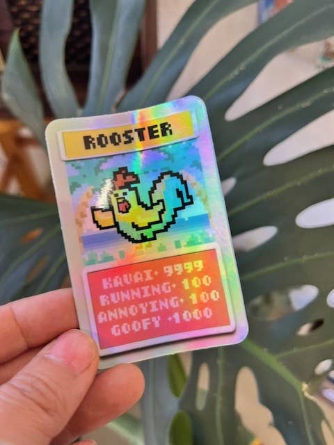 Autocollant Holo Coq de Kauai pour la vente par Island Stickers & More / Yuriko J. Design