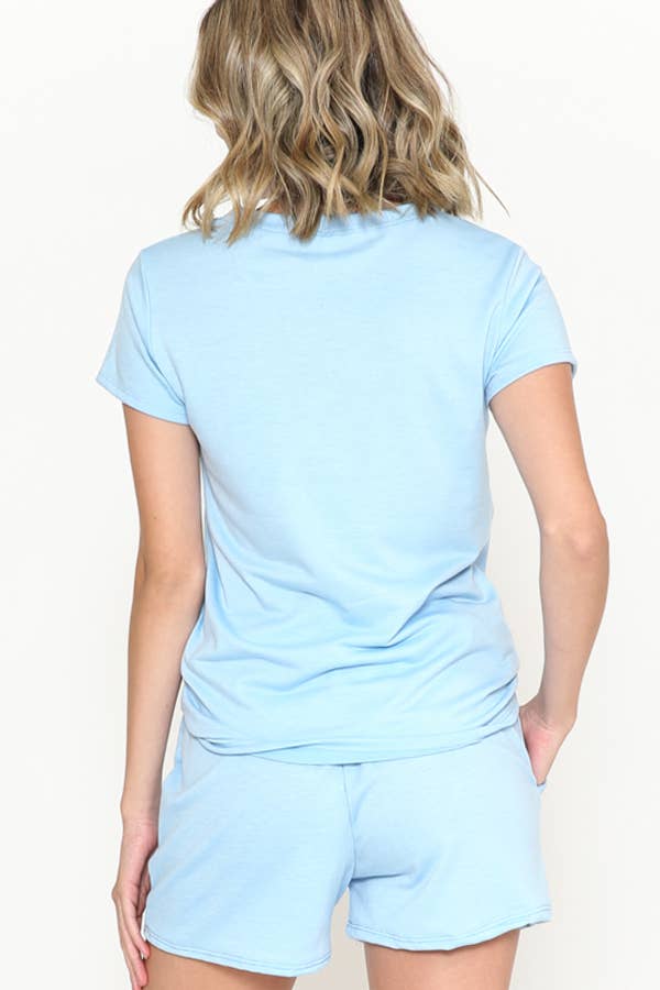 Burgundy Apparel - Wholesale Lounge Set - Women's - SHORT SLEEVE AND SHORTS SET2