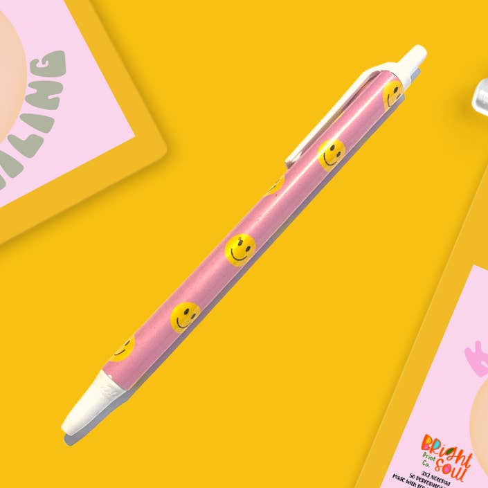 Happy Face Ink Pen Wholesale for wholesale by Bright Soul Print Co.