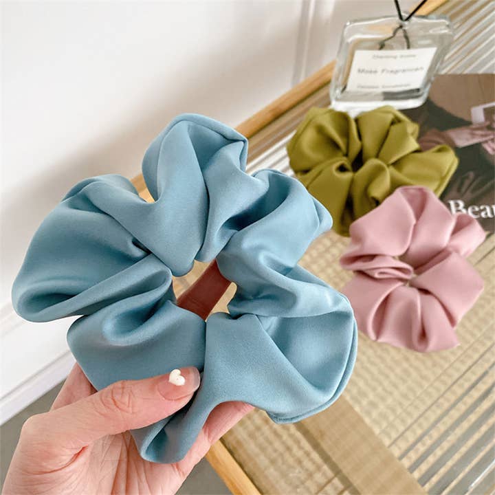 ACCITY - Wholesale Scrunchie - Women's - SIMPLE MONOCHROME SILK SCRUNCHIES_LARGE SIZE_CWAHA03496