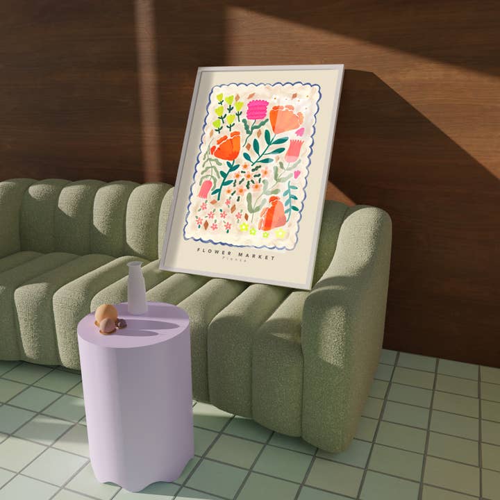 Kate Fox Design – wholesale Art print – Flower Market Pienza Print, Illustration, Modern, Colourfu7