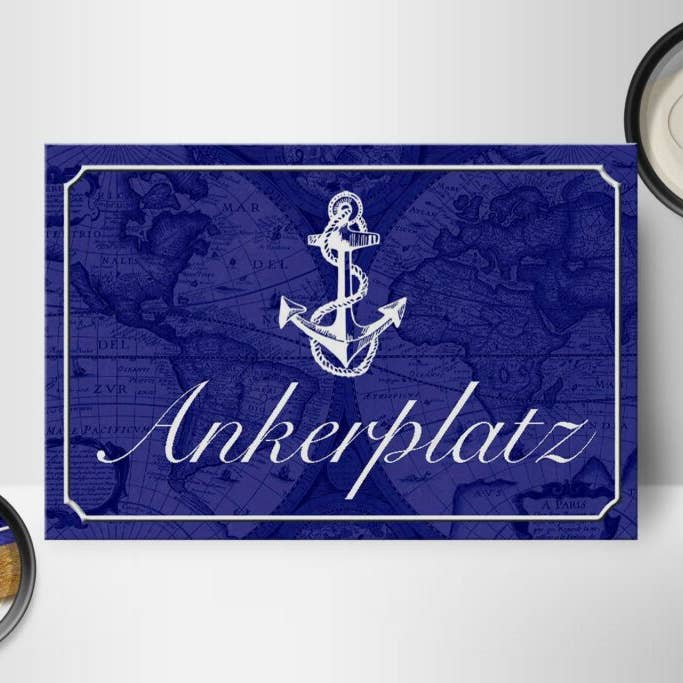 Femer - Venta al por mayor Letreros - Letrero de madera con texto de 18 x 12 cm, diseño de ancla con forma de ancla y velero1