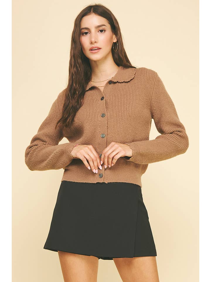 PINCH - Wholesale Cardigan - Women's - EYELET DETAILED SWEATER CARDIGAN - 6322W7