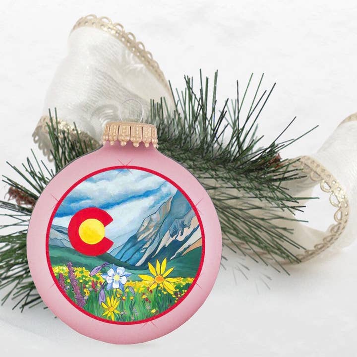 Colorado Wildflower Glass Ornament for wholesale by Art For The Young At Heart