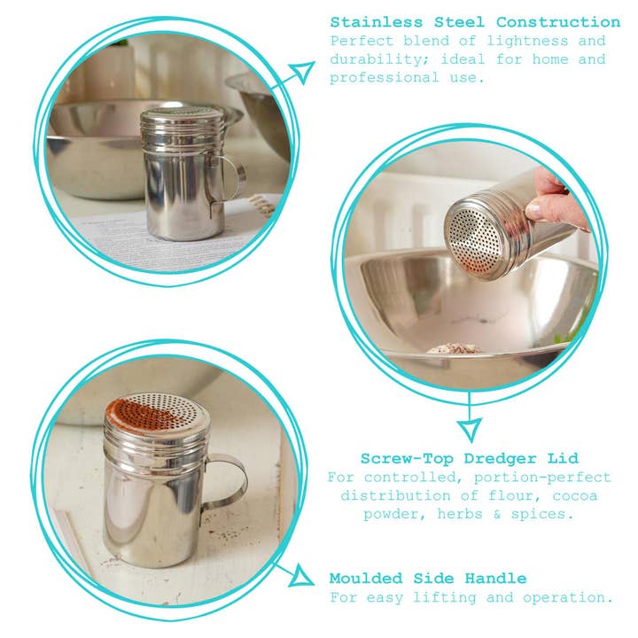 Rinkit Ltd - Wholesale Flour - 300ml Stainless Steel Flour Shaker - By Argon Tableware4
