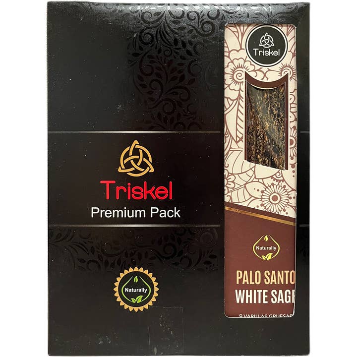 Triskel Naturally Palo Santo White Sage 12 Packs, 9 Sticks for wholesale by Ritual Scent
