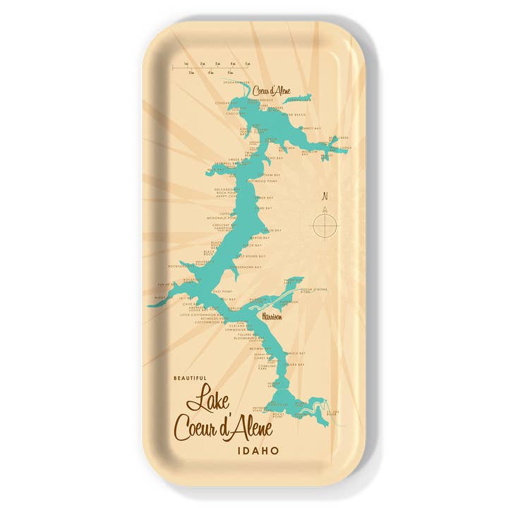 Trays4Us - Wholesale Serving Tray - Lake Coeur D'Alene Idaho ID Birchwood Tray by Lakebound