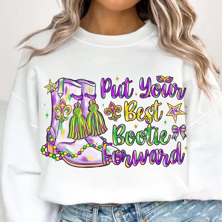Camisola de Mardi Gras Bootie, Sweatshirt de Contas de Mardi Gras por atacado de NVC Ecommerce LLC