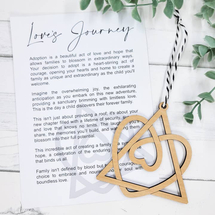 Loves Journey Wooden Ornament for wholesale by The Purple Chickadee