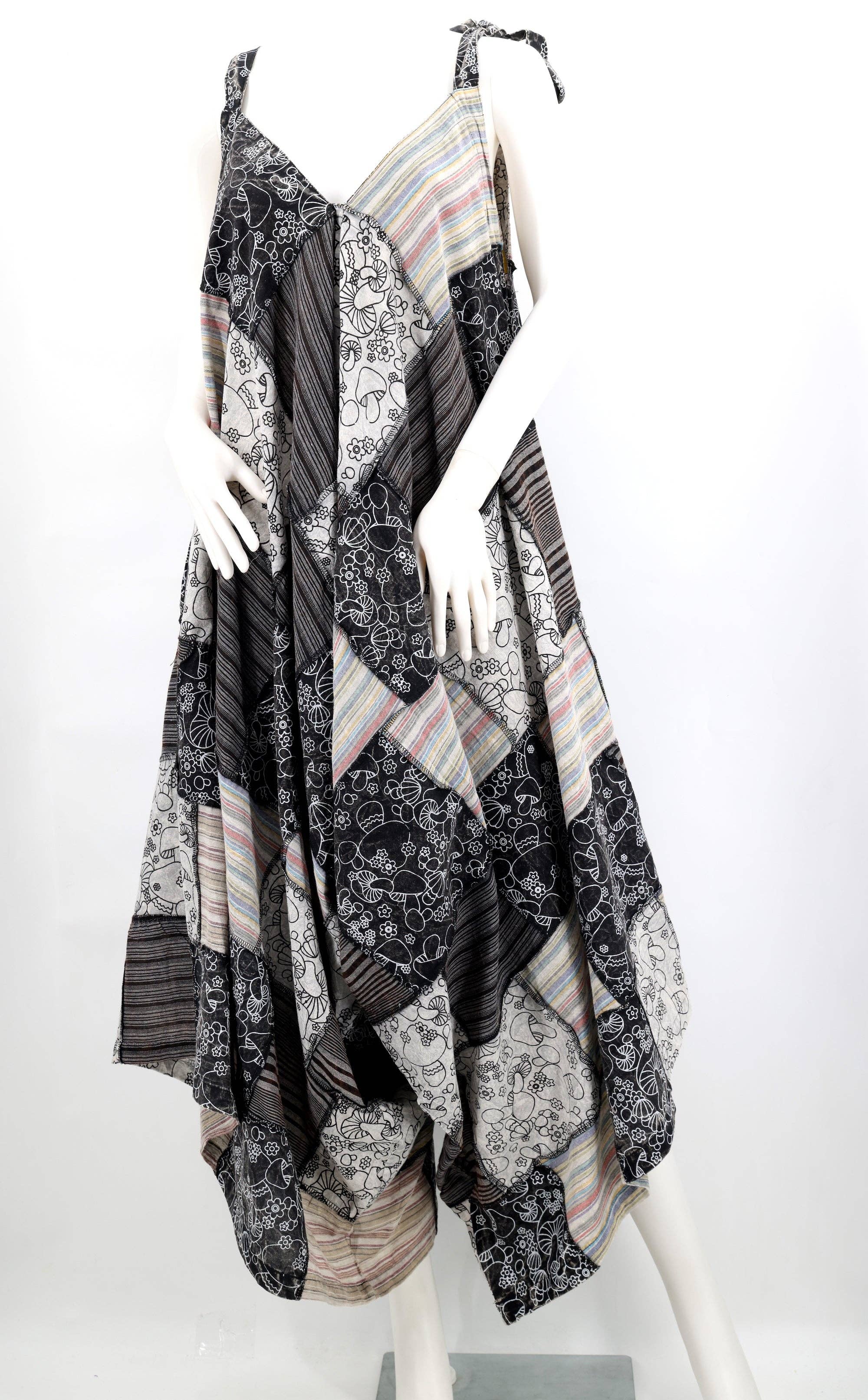 Himalaya Handmade - Wholesale Overalls - Women's - Cotton Hippie Handmade Patchwork Wide Leg Mushroom Print Bohemian Overalls0