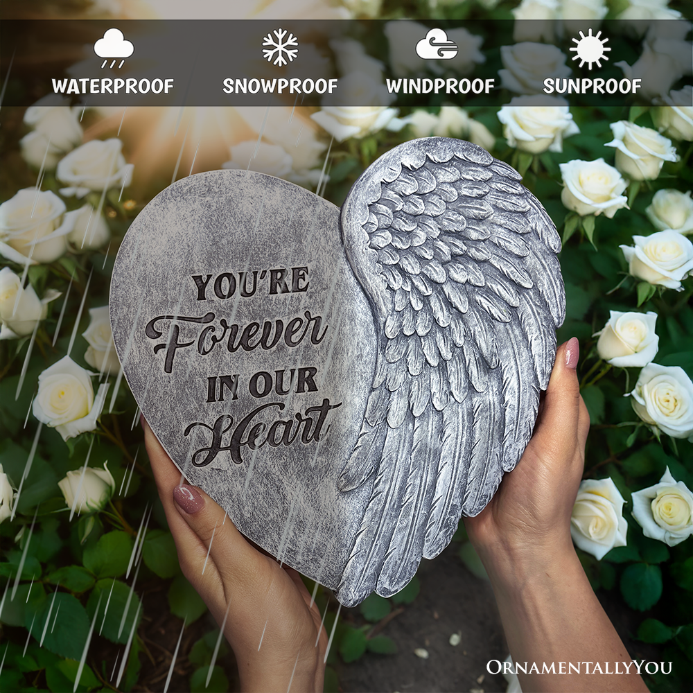 OrnamentallyYou - Wholesale Stepping Stone - You’re Forever in Our Hearts Angel Wing Stepping Stone, 9.5" Garden Decorative Memorial Resin Figurine3
