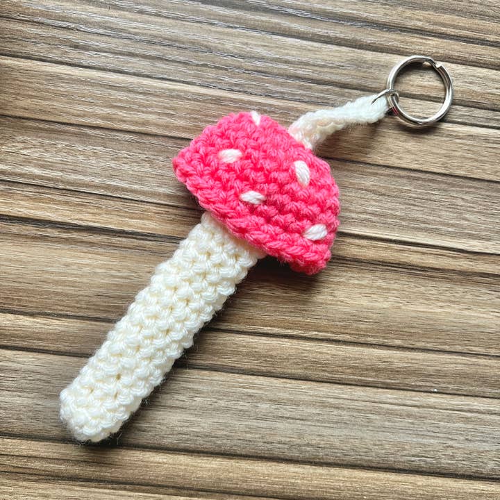 The Cozy Tangerine - Wholesale Keychain – Women's - Mushroom Keychain | Crochet Lighter & Chapstick Holder9