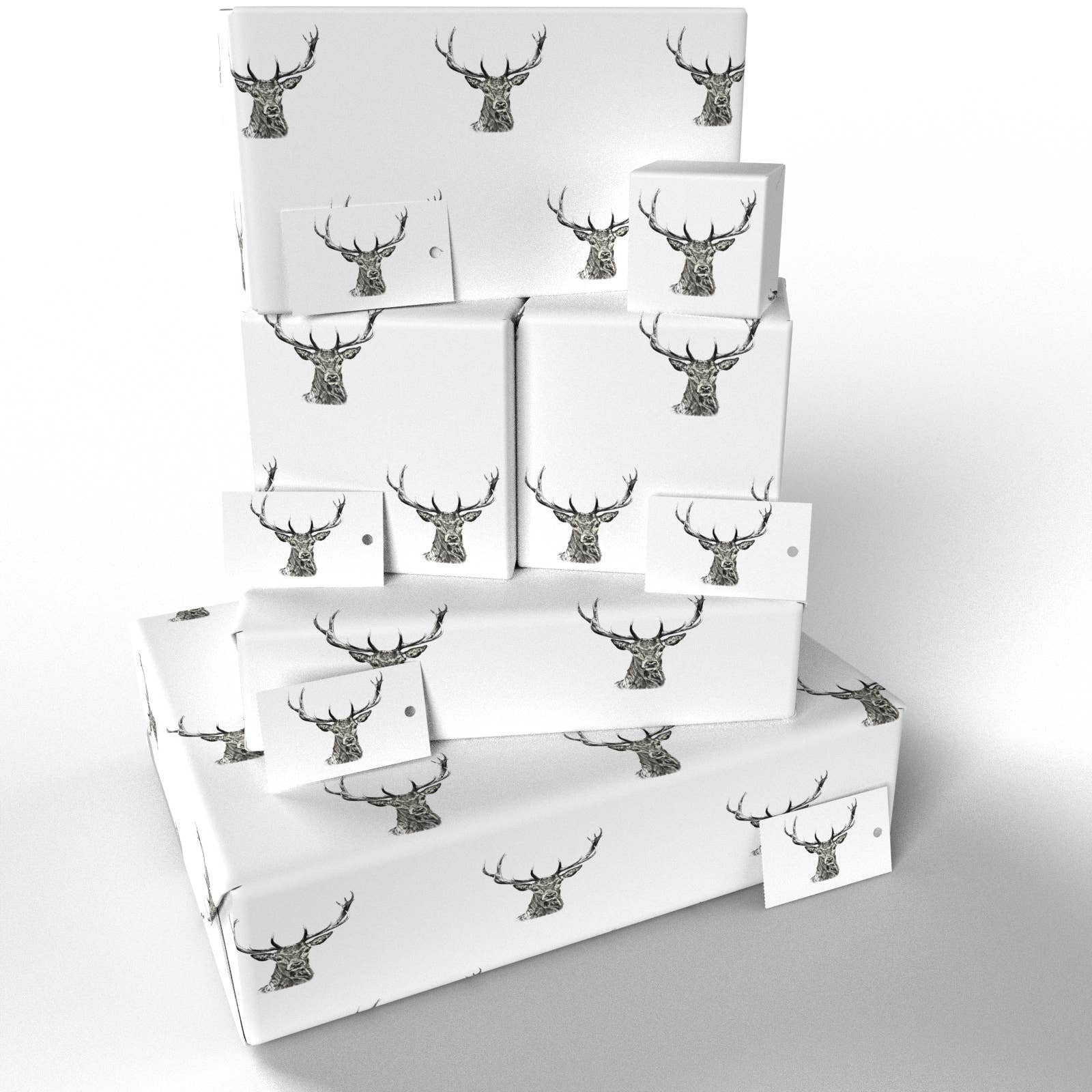 Re-wrapped – Großhandel Geschenkpapier in Bögen – Schwarz-weiße Hirsche Geschenkpapier • Umweltfreundlich • Hergestellt in Großbritannien7