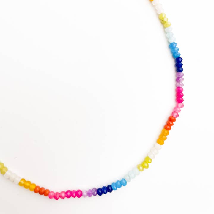 Pip & Co. - Wholesale Beaded/Pearl Necklace - Color Block Rainbow - Rainbow Gemstone Bead Necklace3