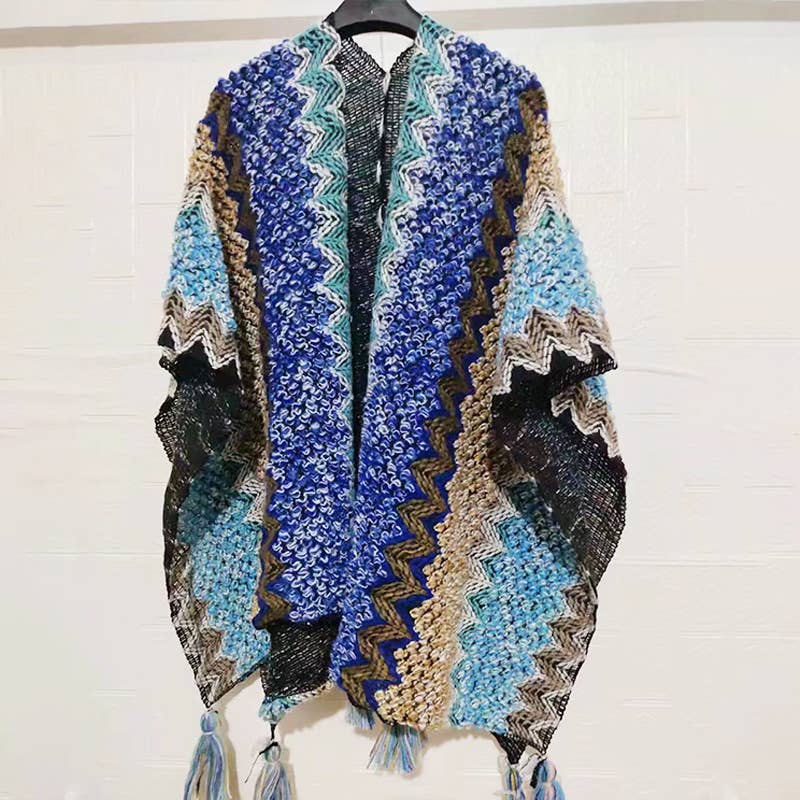 Rosa Clothing - Wholesale Kimono - Women's - Western Colorful Pop stripe Crochet Cardigan kimono shawl10