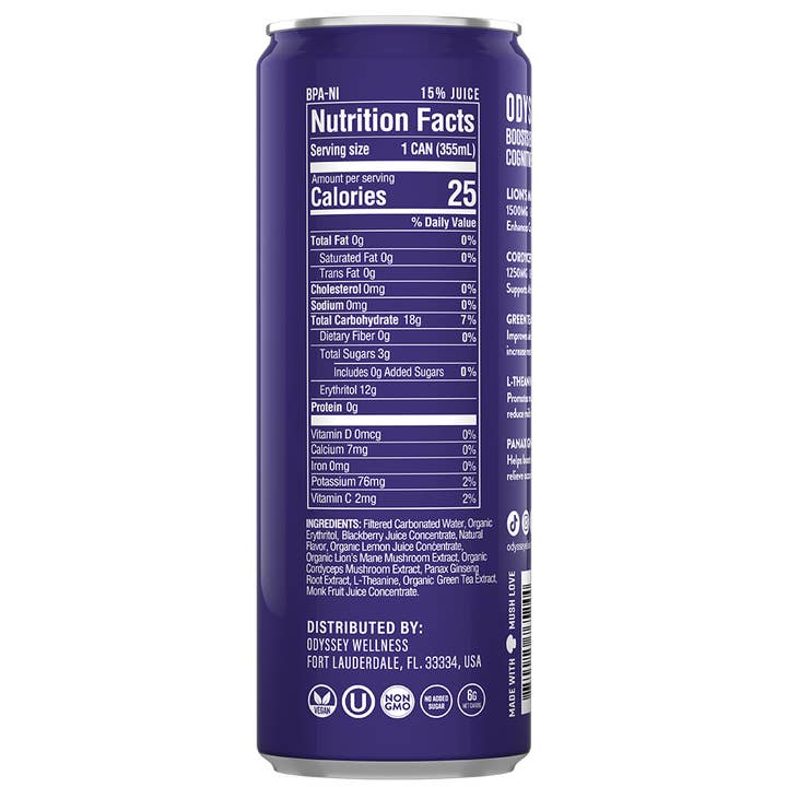 Odyssey Elixir - Wholesale Sports/Energy Drink - Blackberry Lemonade 85mg Sparkling Mushroom Energy