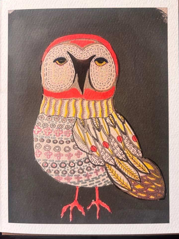 A simply wise owl colorful detailed pet bird card for wholesale by Bernie Street Studios