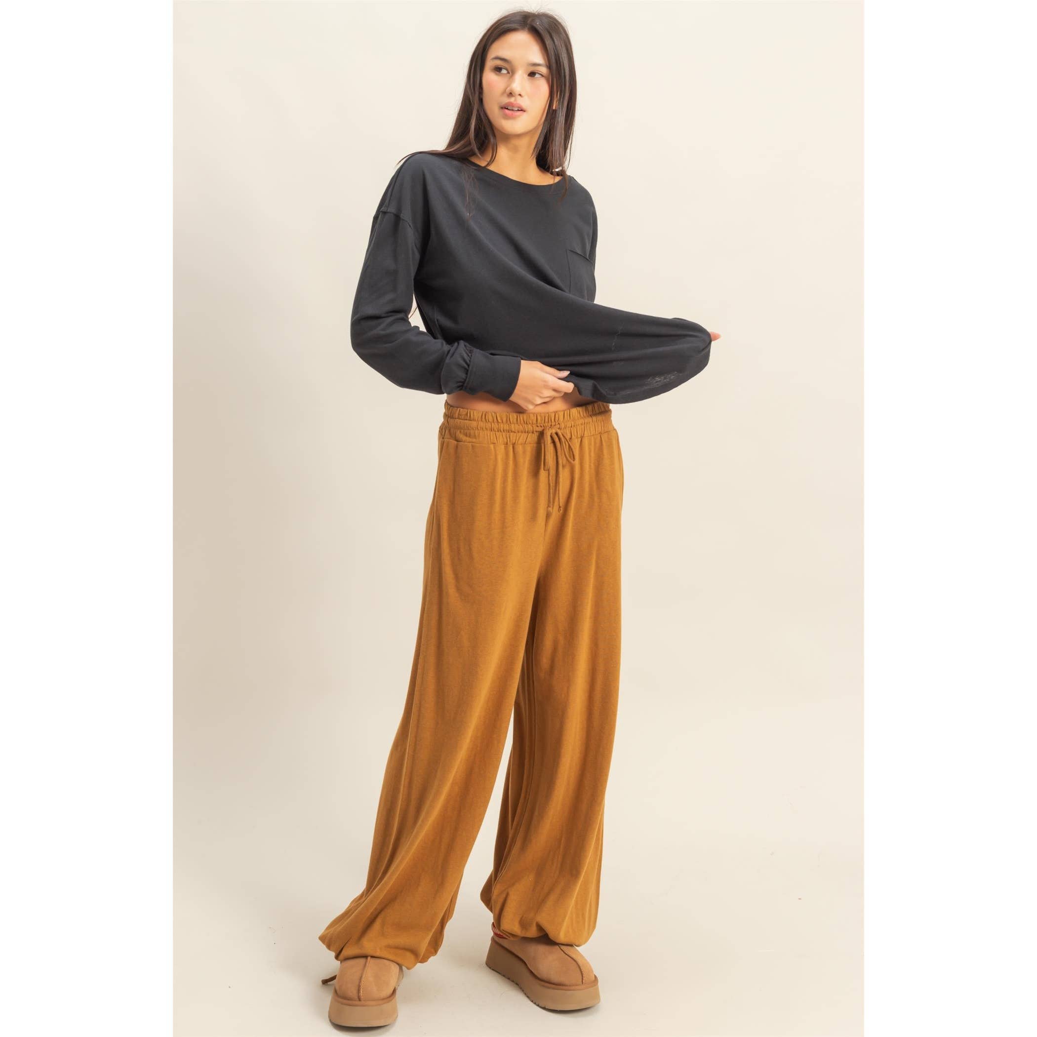 HYFVE - Wholesale Pants - Women's - High Waist Drawstring Wide Leg Pants8
