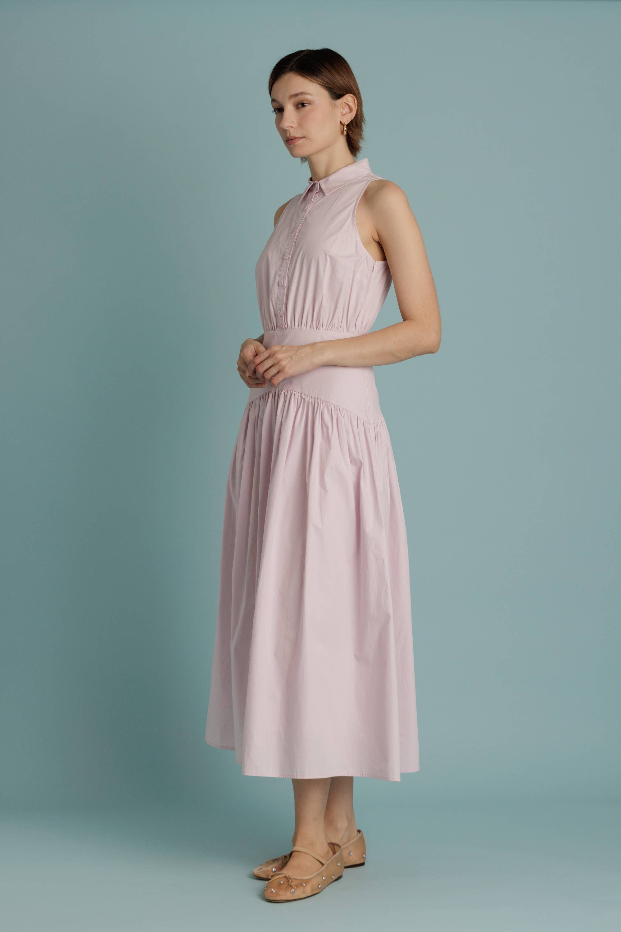 Aureum - Wholesale Dress - Women's - AD2344 - CURVED YOKE MIDI SHIRT DRESS9