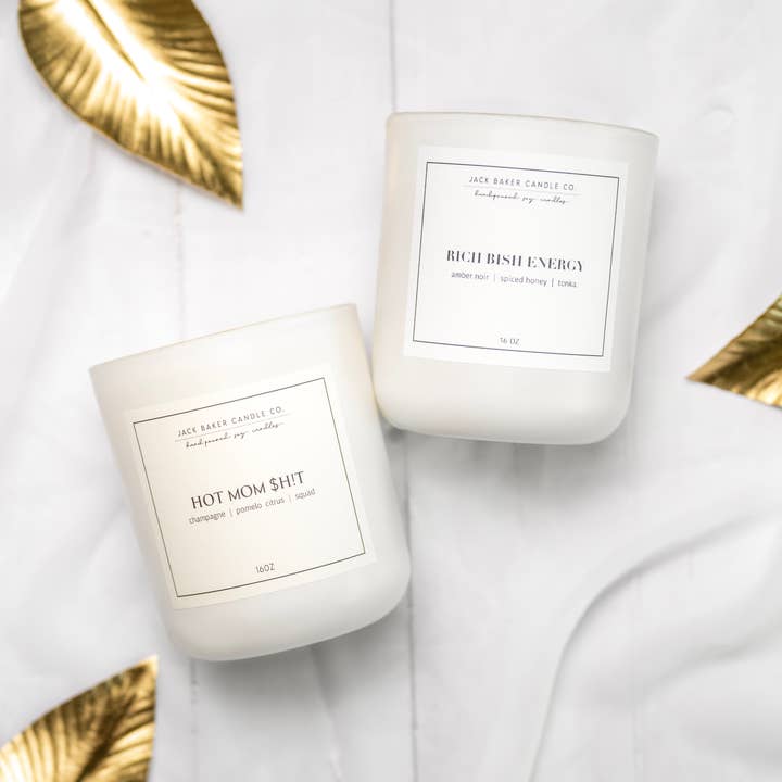 Jack Baker Candle Co - Wholesale Jar/Filled Candle - White Linen Collection - Rich Bish Energy 16 oz3