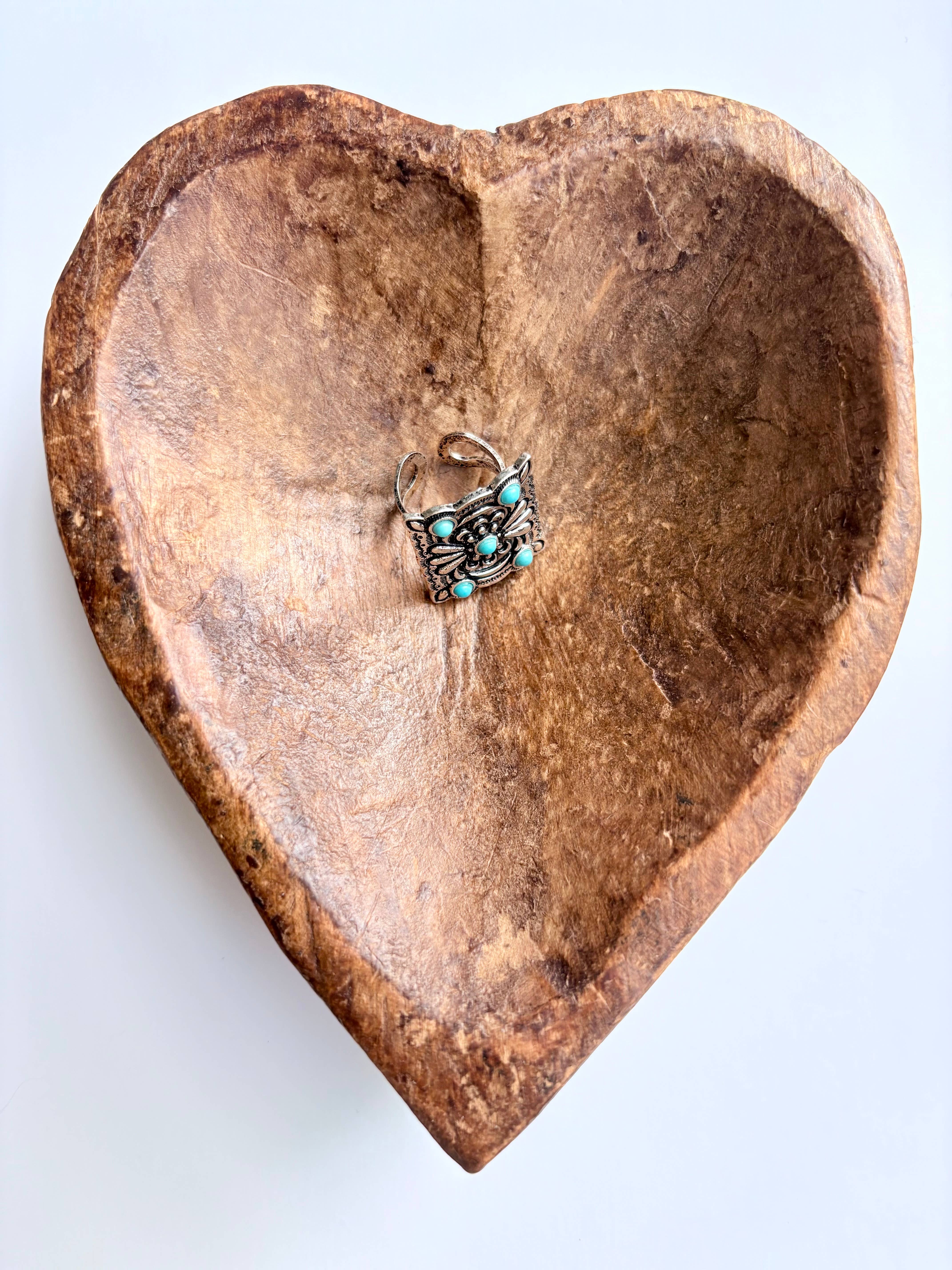 Boho Ranch Shop - Wholesale Cocktail/Statement Ring - Western Conch Turquoise Stone Concho Adjustable Ring1