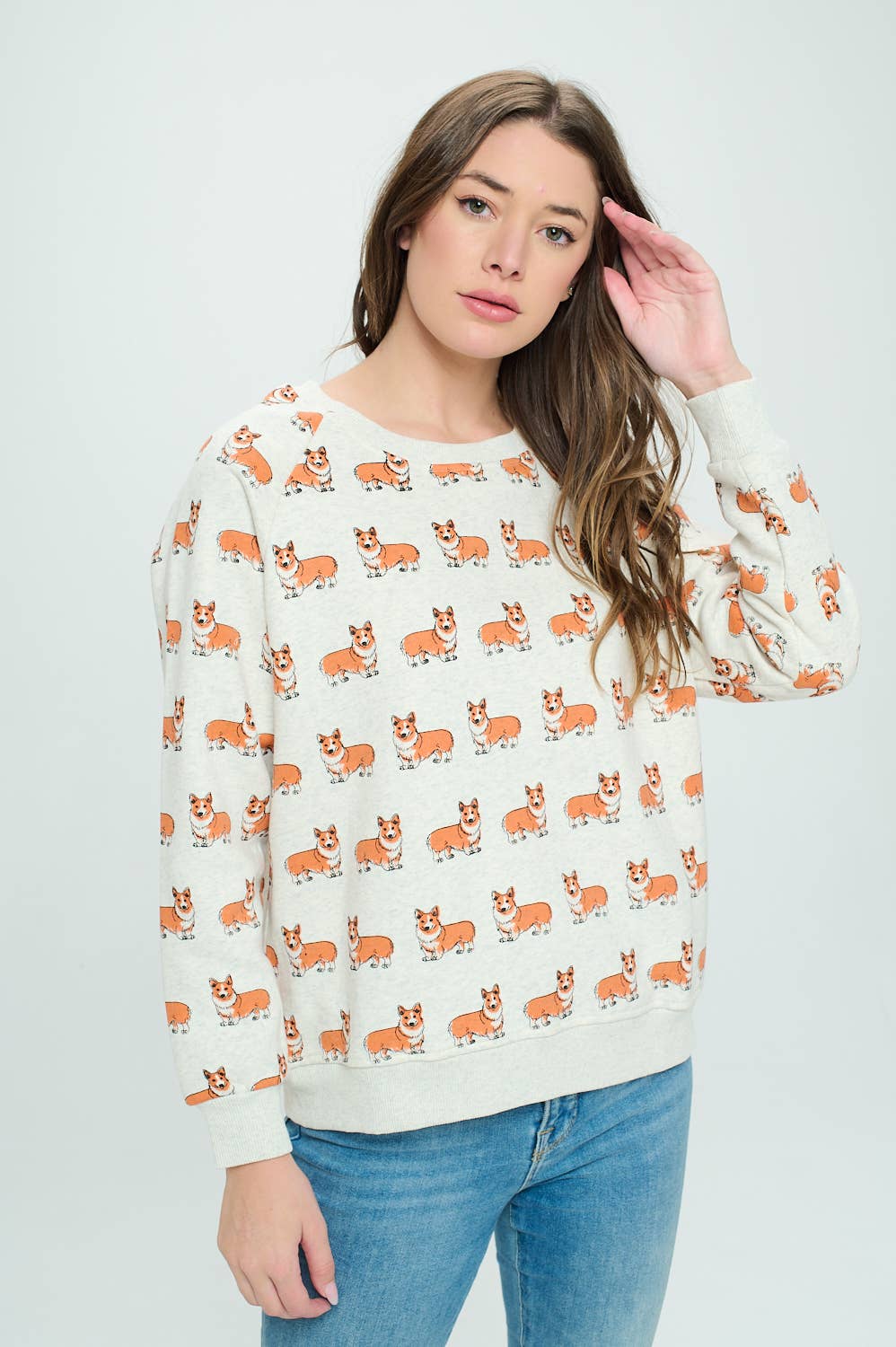 SM WARDROBE - Wholesale Sweatshirt - Women's - CORGI PRINT SWEATSHIRT3