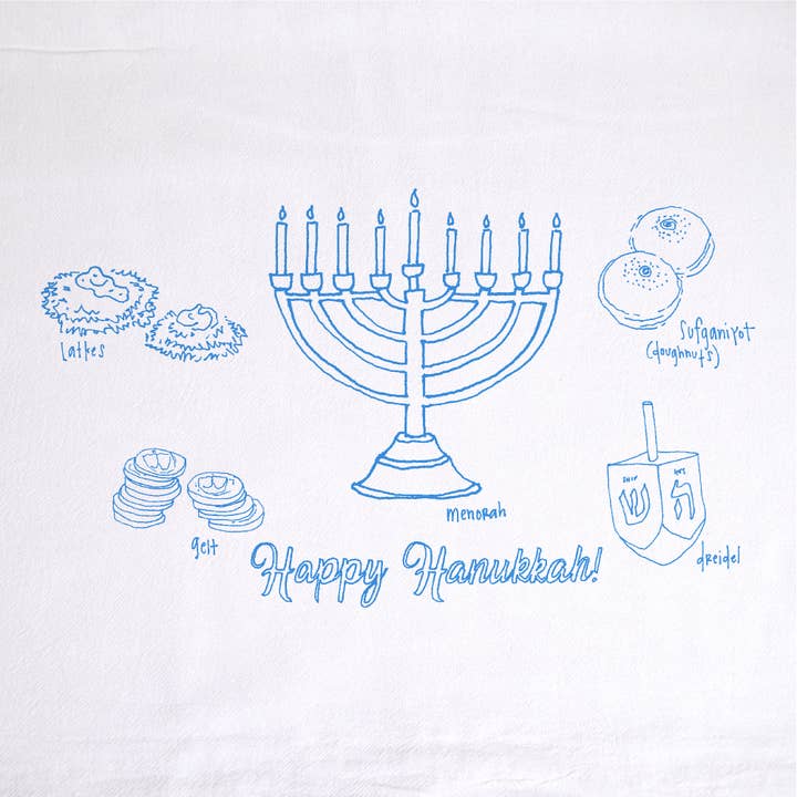 Girls Can Tell - Wholesale Tea Towel - Hanukkah Tea Towel | kitchen | flour sack | dish towels1