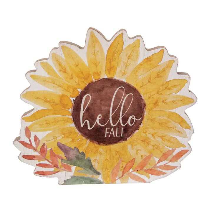 Hello Fall Chunky Watercolor Sunflower Sitter for wholesale by Col House Designs
