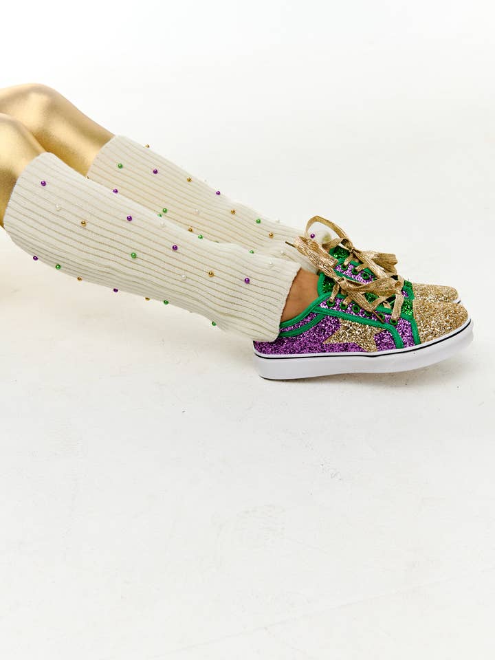 SongLily - Wholesale Lifestyle Sneakers - Women's - Mardi Gras glitter star tennis shoesÂ