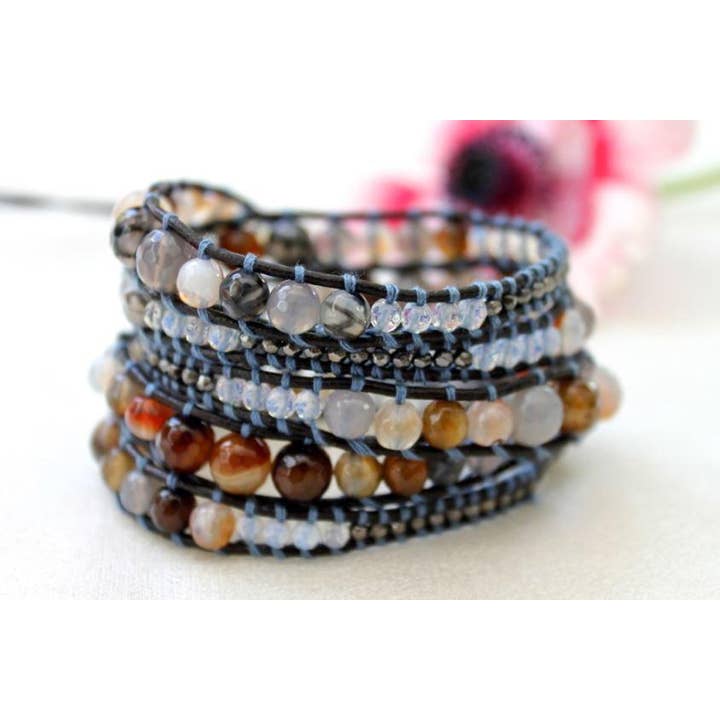 50 Shades - Agate Mix Wrap Bracelet for wholesale by LIZOU