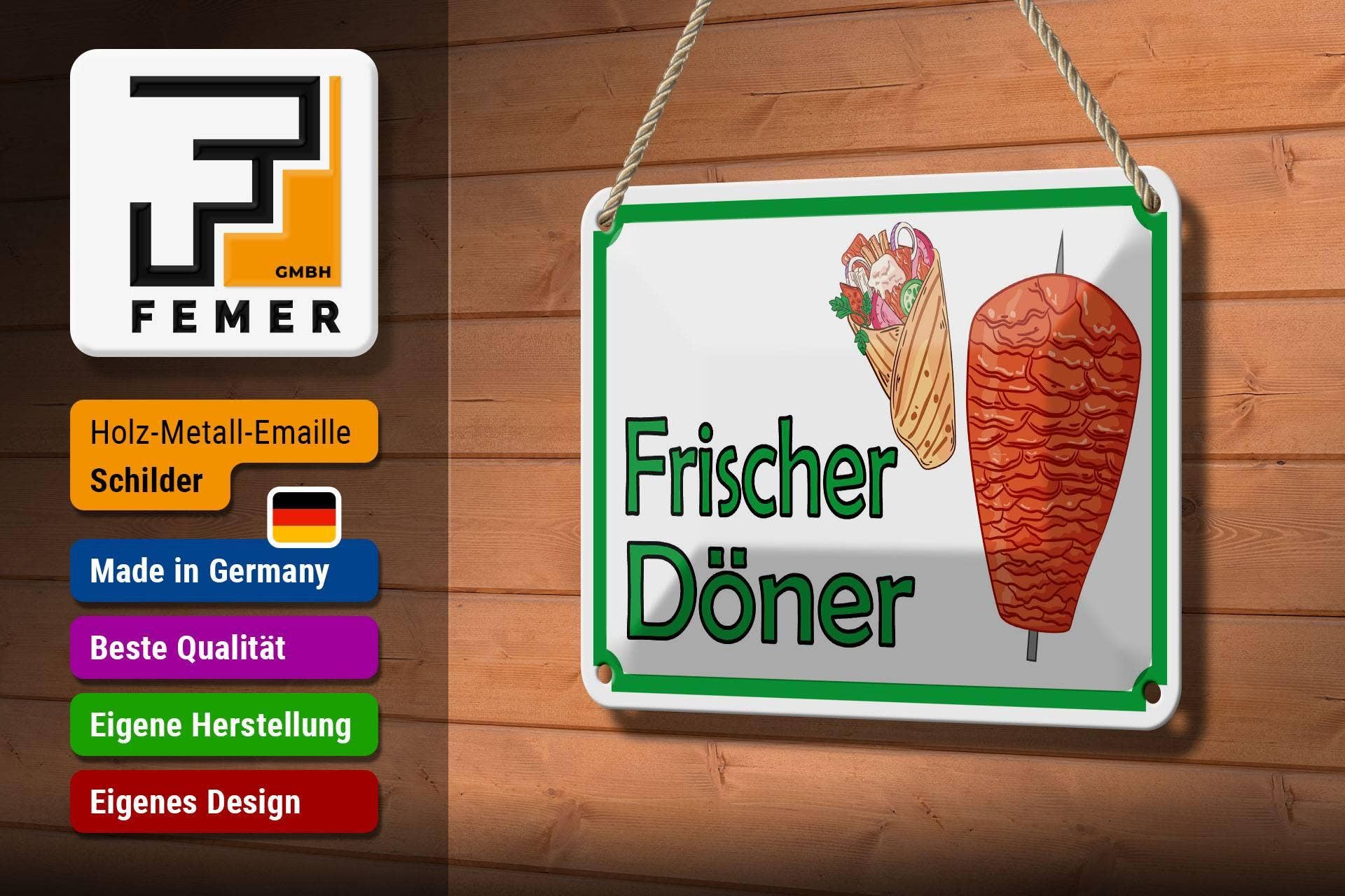 Femer - Vente Pancarte - Panneau en étain avec note, 18 x 12 cm, Fresh Doner, décoration de restaurant2