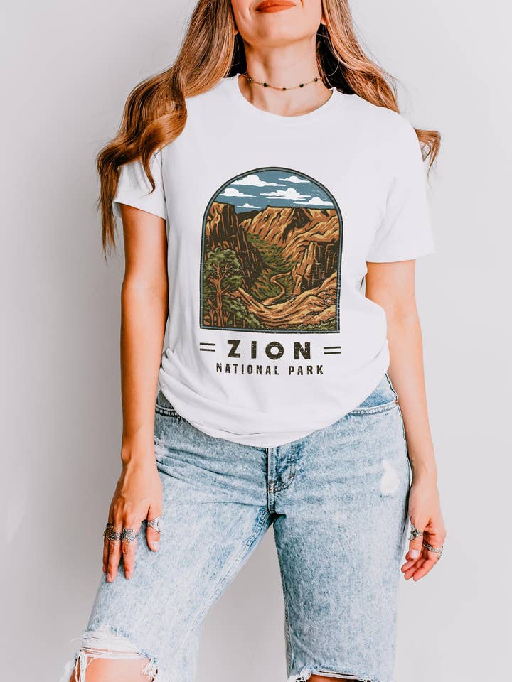 Zion National Park Crew Neck Adventure T-Shirt for Women for wholesale by River and Sky Supply