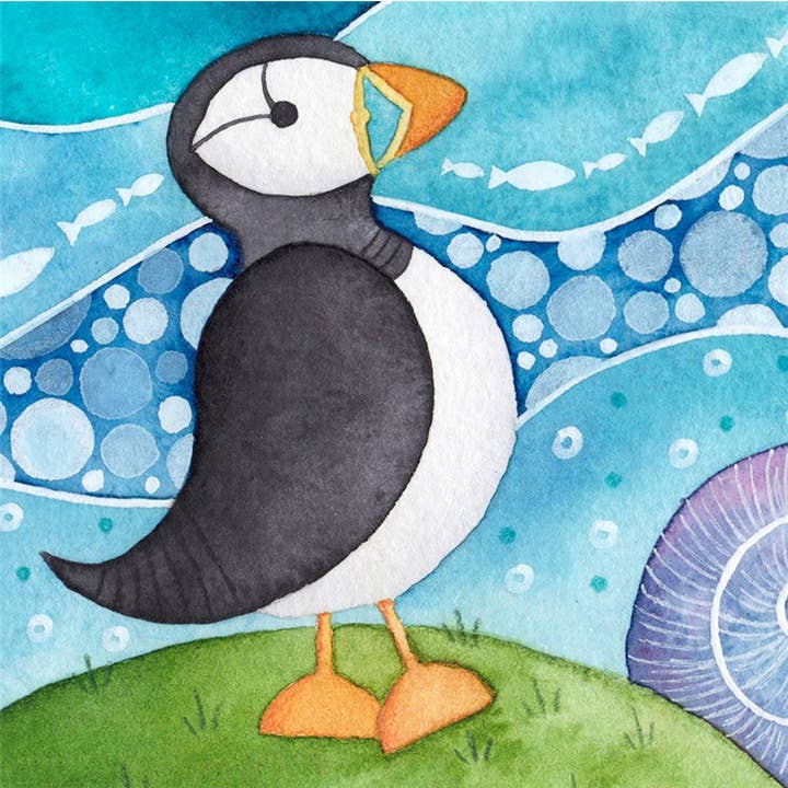 Greeting Card Puffin for wholesale by Natural Partners Limited