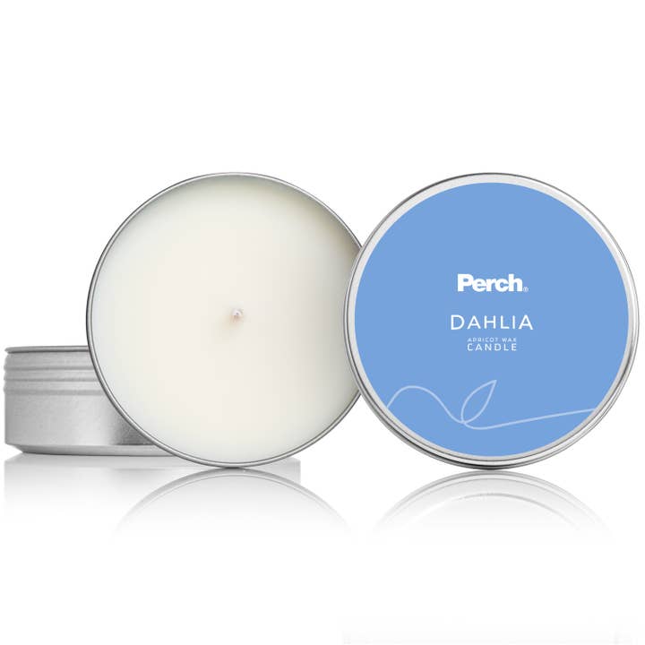 Dahlia Apricot Wax Pocket Tin Candle for wholesale by Perch® CandleHouse