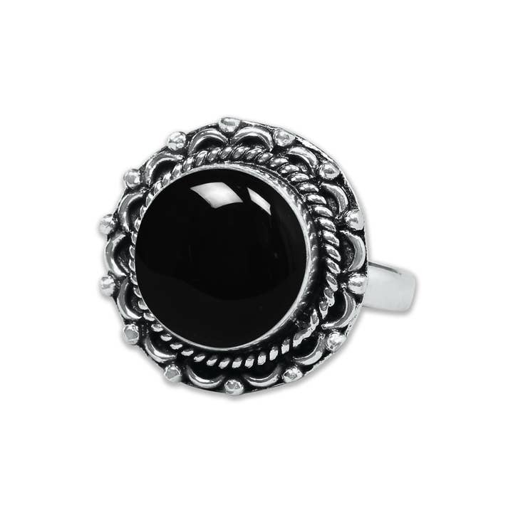 Handmade Jewels - Wholesale Cocktail/Statement Ring - Black Onyx Rings – Handmade, Silver-Plated, Assorted Boho Designs (US Sizes 6–10)9