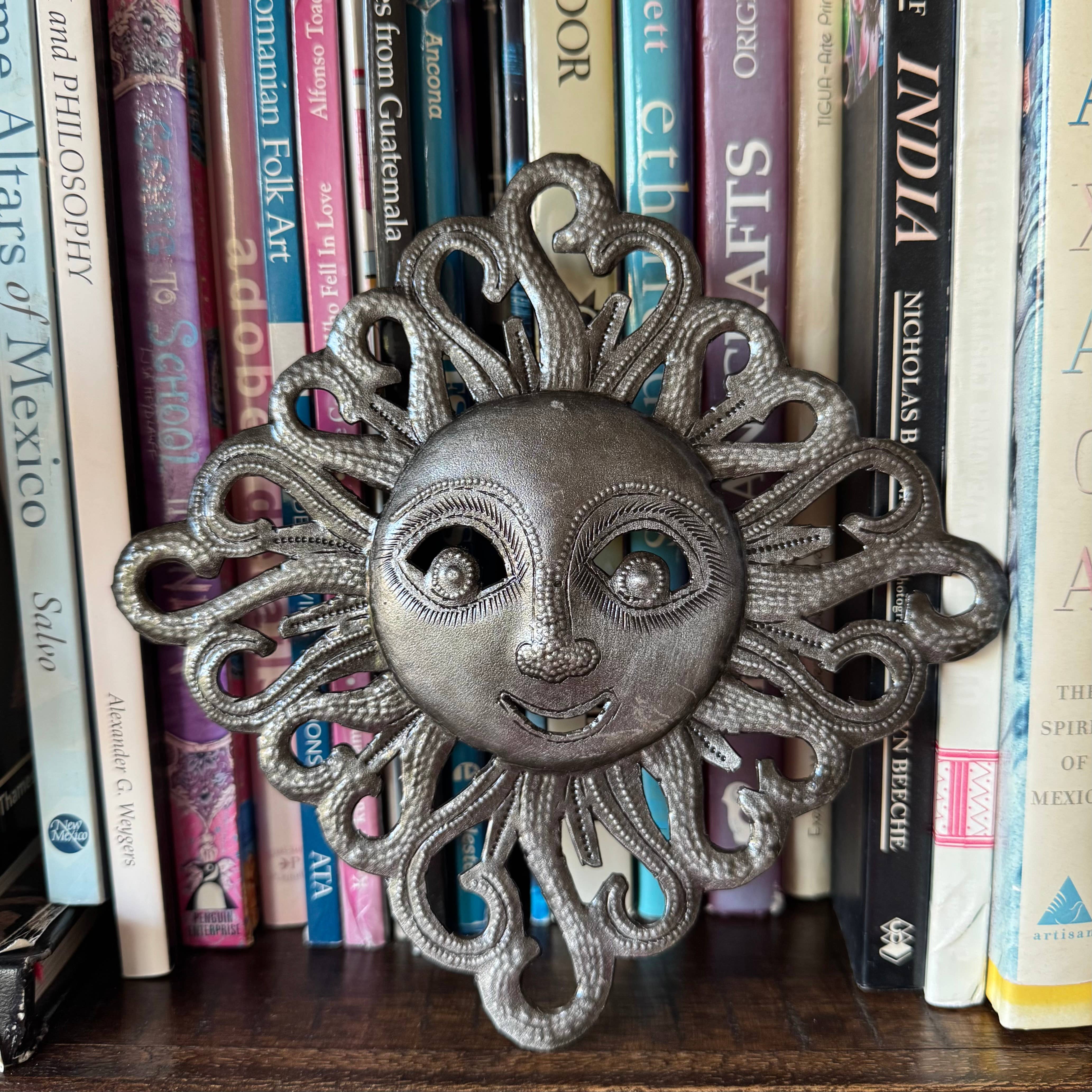 Haiti Fair Trade~ It's Cactus - Wholesale Wall Accent - Decorative Ray of Sunshine, Mini Sunface, Metal Decor, 7"1