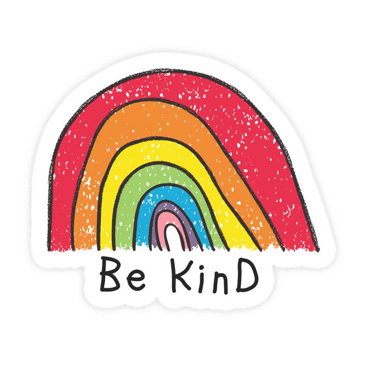 Be Kind Autocollant en vinyle imperméable à l'eau pour Hydro Flask Motif arc-en-ciel pour la vente par Sticker Bull