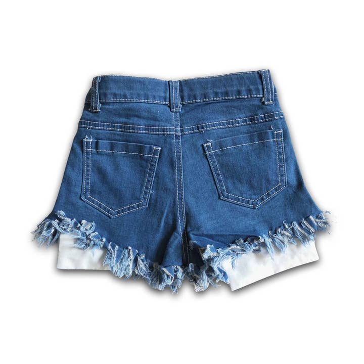 Yawoo Garments - Wholesale Shorts - Kids - Star and stripe denim baby girls 4th of july shorts