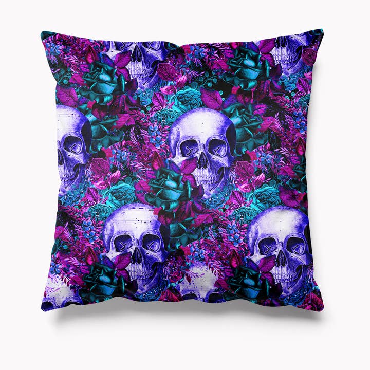 Blue Purple Floral Skulls Neon Halloween Creepy for wholesale by Kitsch Republic