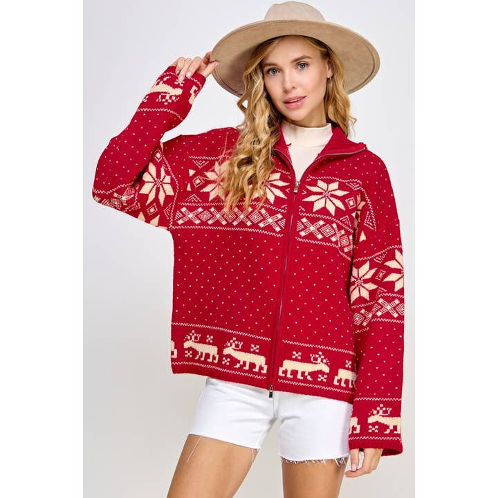 Favorite Girl - Venta al por mayor Chaqueta - Mujer - CHAQUETA NAVIDEÑA SELBUROSE CON CUELLO DE TORTUGA Y CREMALLERA