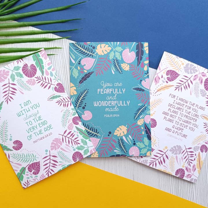 Kirsty Grace Designs - Wholesale Stationery/Notecard Set - 6 Pack Scripture Cards, Christian Stationery, Faith Card